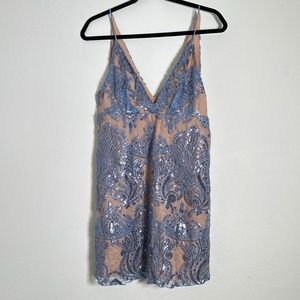 NWT Free People Blue sequin Mini Dress Size 6